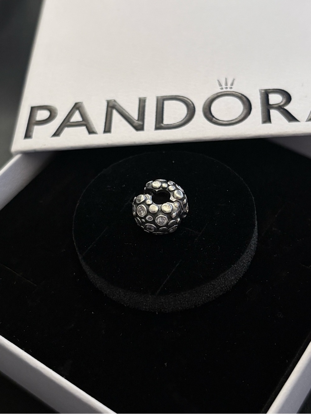 Pandora Silver Dot Pavé Spacer Charm in Silver and Clear